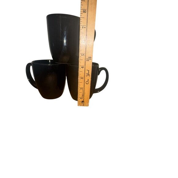 Set Of 3 Black Coffee Mugs Corelle & Royal Norfolk Stoneware Microwave & Dishwas - Picture 7 of 7